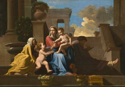 Heilige Familie op de Trappen door after Nicolas Poussin